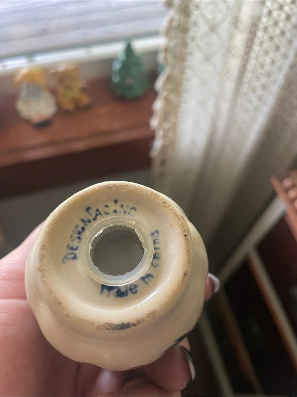 Hand-Painted Floral Ceramic Salt and Pepper Shakers in Blue and Green